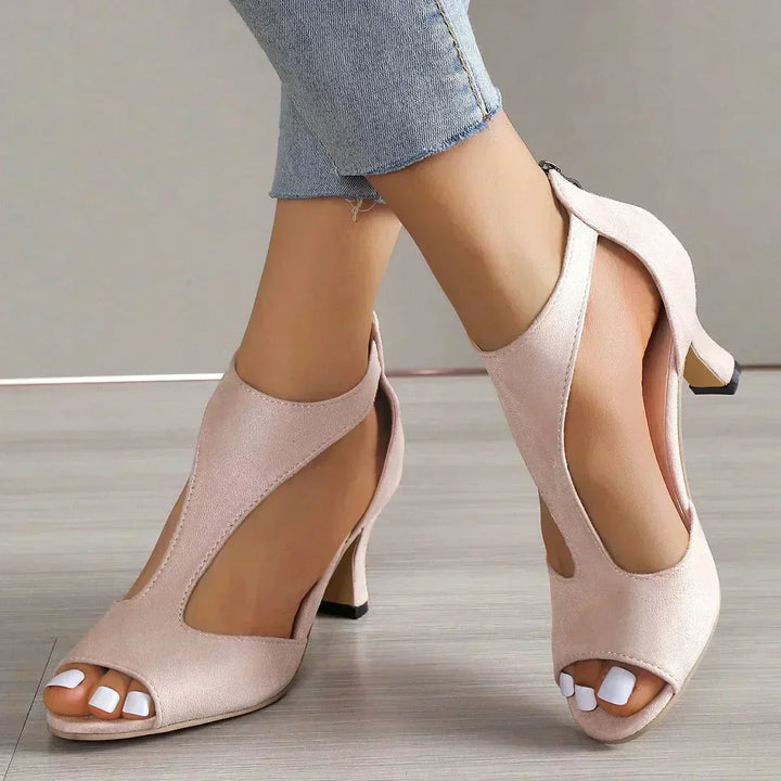 Bella - Şık Arka Fermuarlı Stiletto Sandaletler