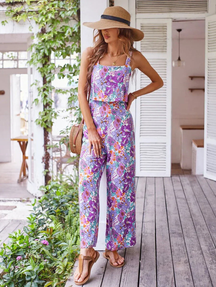 Sandra - Çiçekli Geniş Paça Tulum